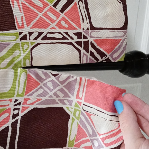 🆕️ 💚VTG Milly💚 - Multicolor Geometric Print Chain Straps Silk Cocktail Dress - Picture 9 of 15